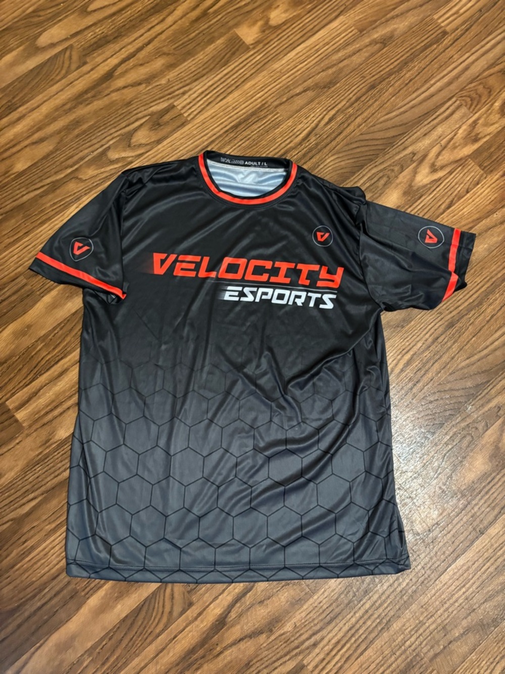 Men's Black & Red Velocity ESports Gaming Jersey * Adult Large.